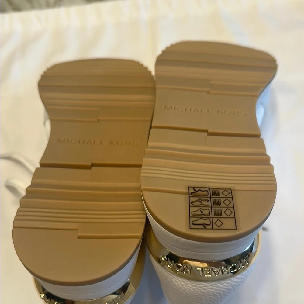 Michael Kors White Sneakers with Gold Accent - Picture 5 of 7